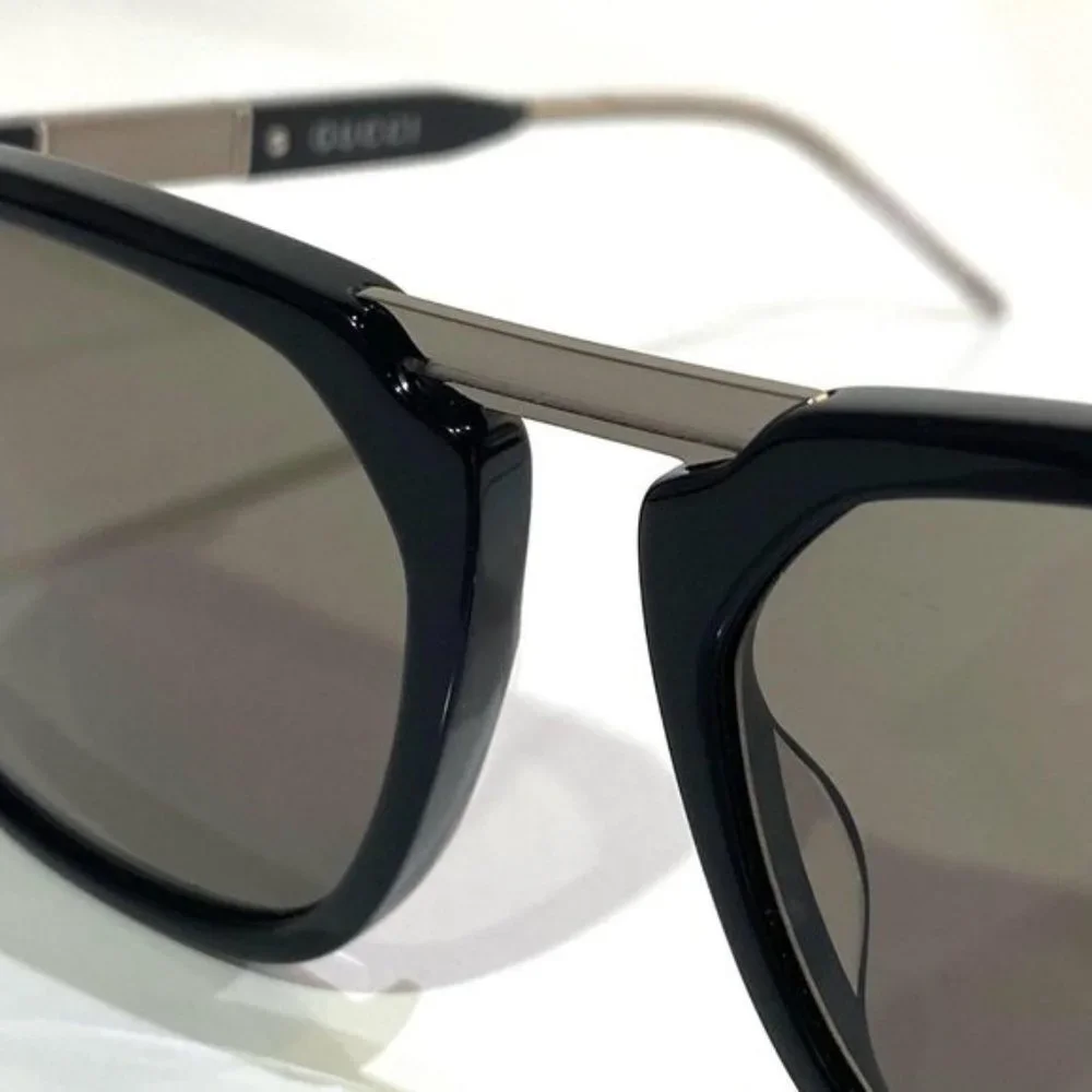 🔥 NEW MEN'S GUCCI BLACK & STEEL SUNGLASSES W/ CASE
